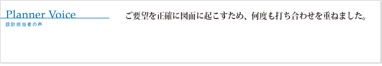 お客様のご要望を正確に図面に起こすため、何度も打ち合わせを重ねました。
