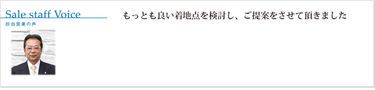 もっとも良い着地点を検討し、ご提案をさせて頂きました